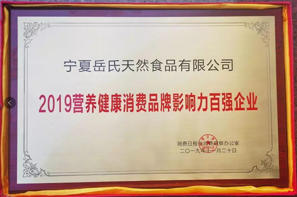 宁夏岳氏受邀参加中国营养健康产业企业家年会并荣膺“百强企业”